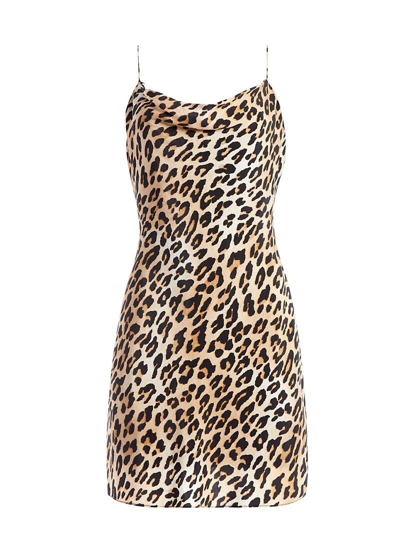 Alice + Olivia Harmony Leopard Draped Slip Mini Dress