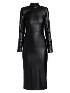 Alice + Olivia Delora Vegan Leather Bodycon Midi Dress