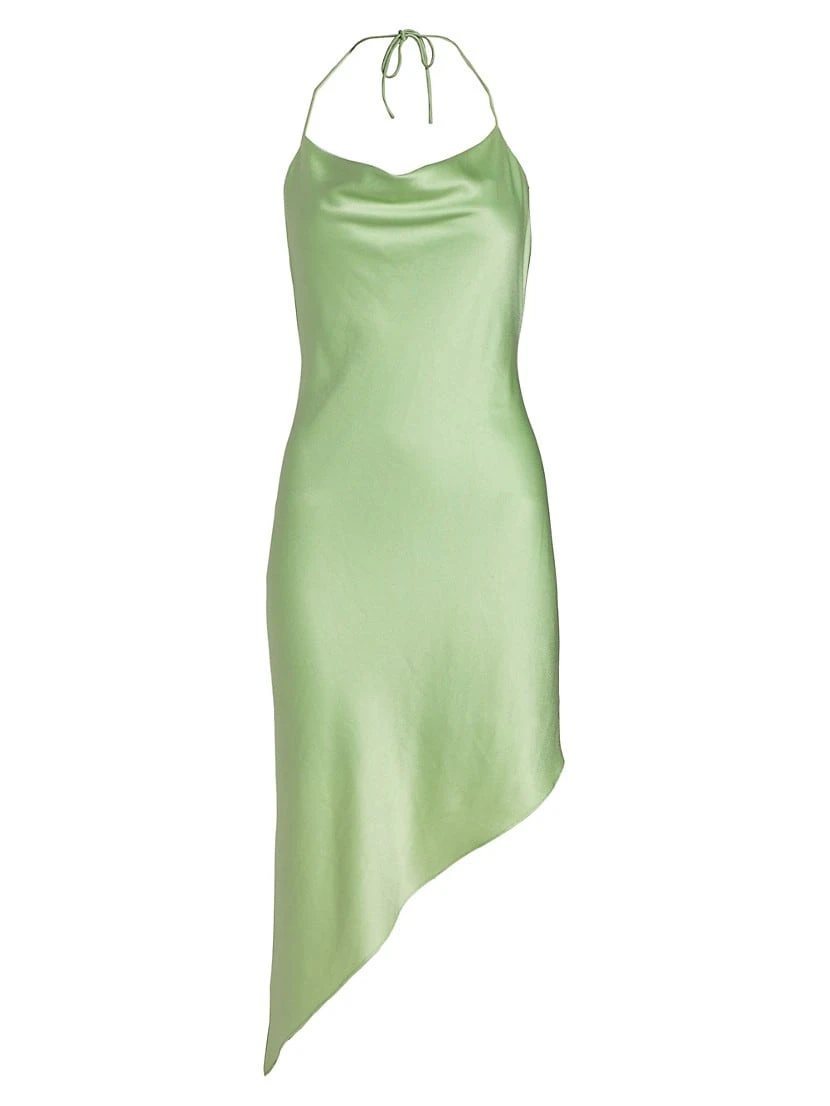 Alice + Olivia Harmony Asymmetric Satin Slip Dress