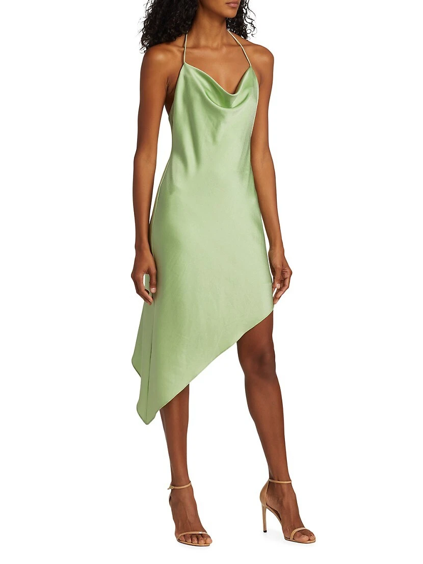 Alice + Olivia Harmony Asymmetric Satin Slip Dress - Image 3