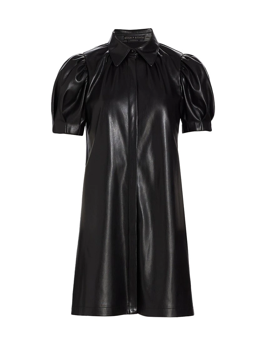 Alice + Olivia Jem Faux Leather Shirtdress