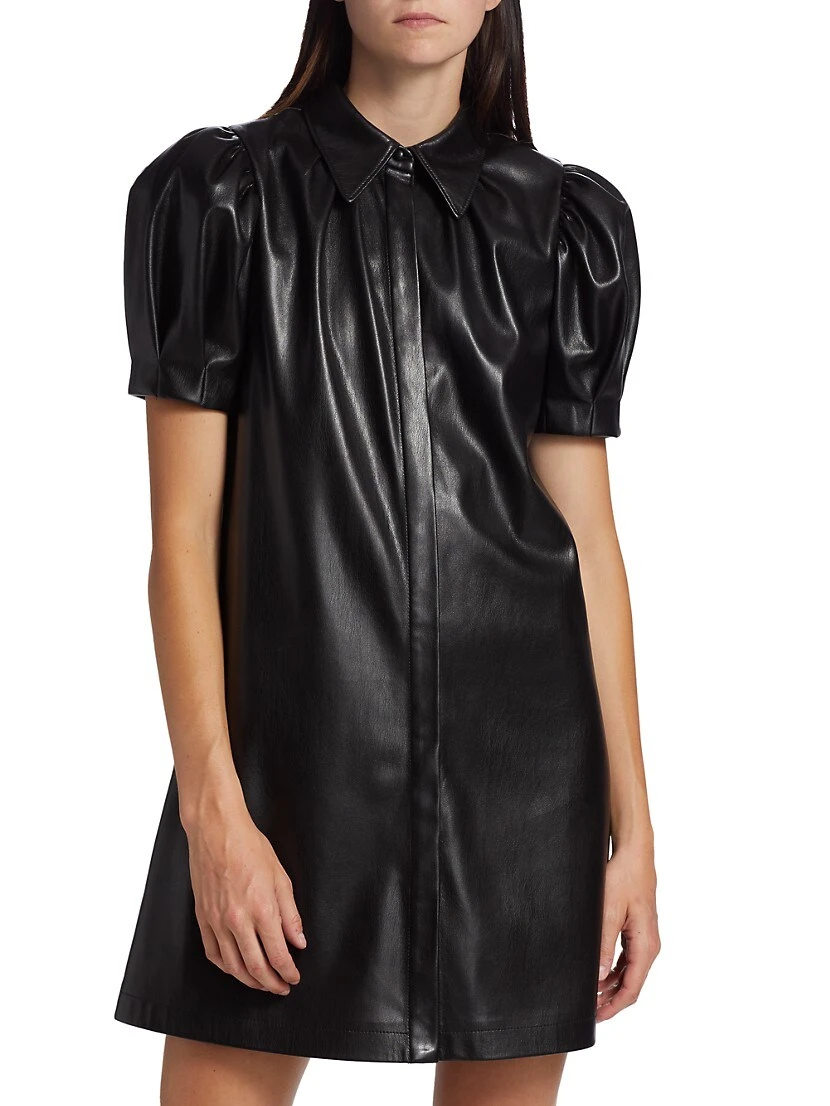 Alice + Olivia Jem Faux Leather Shirtdress - Image 3