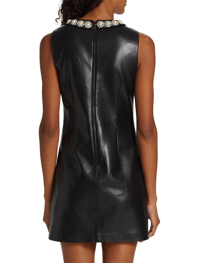 Alice + Olivia Coley Faux-Leather Embellished Minidress - Image 5