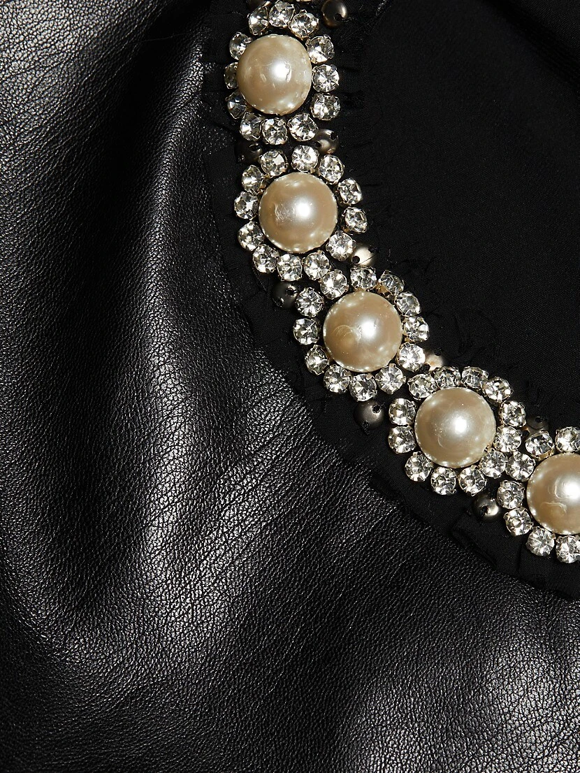 Alice + Olivia Coley Faux-Leather Embellished Minidress - Image 7