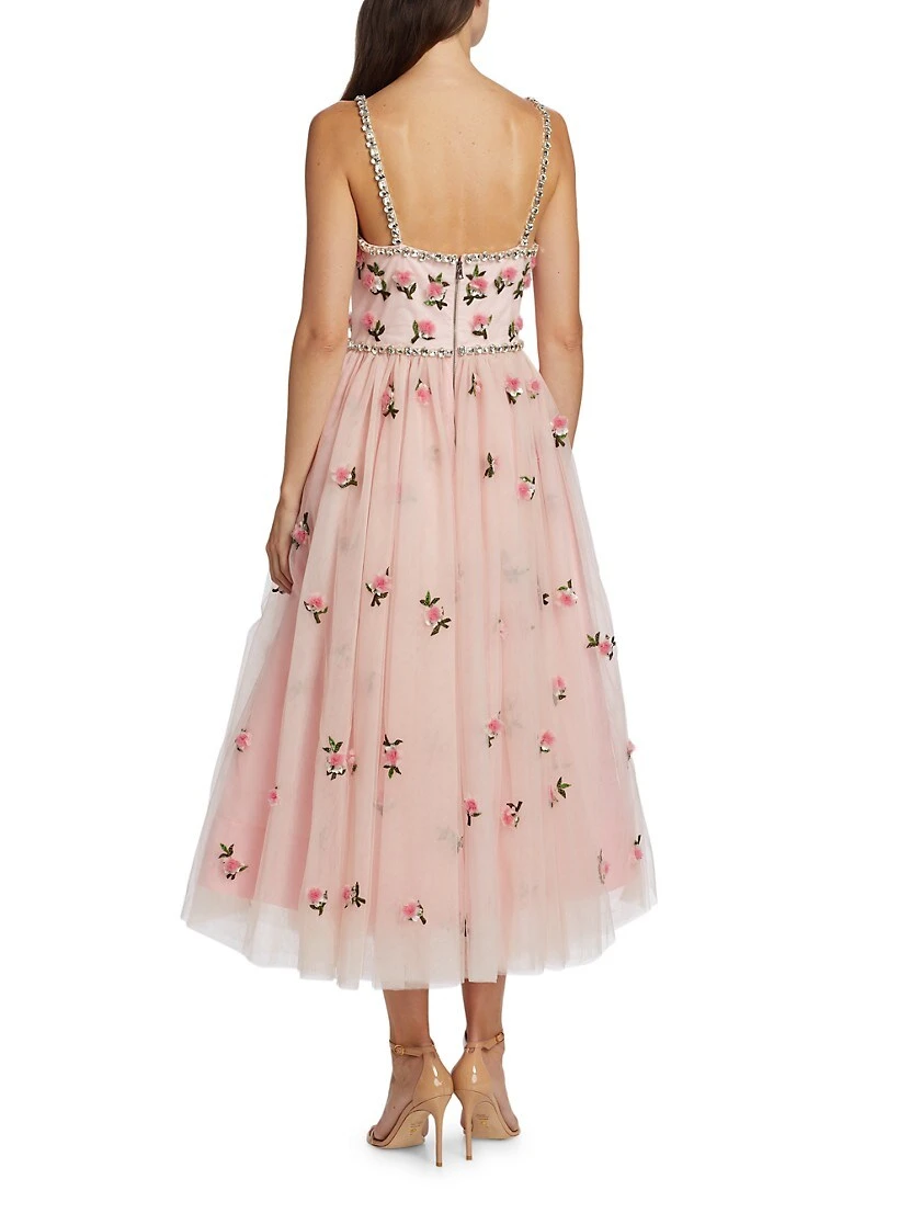 Alice + Olivia Lupita Crystal-Embellished Floral Dress - Image 5