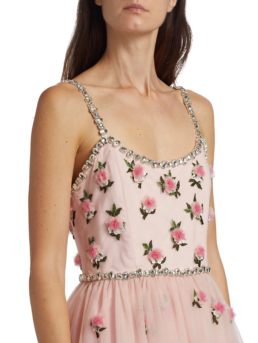 Alice + Olivia Lupita Crystal-Embellished Floral Dress - Image 6