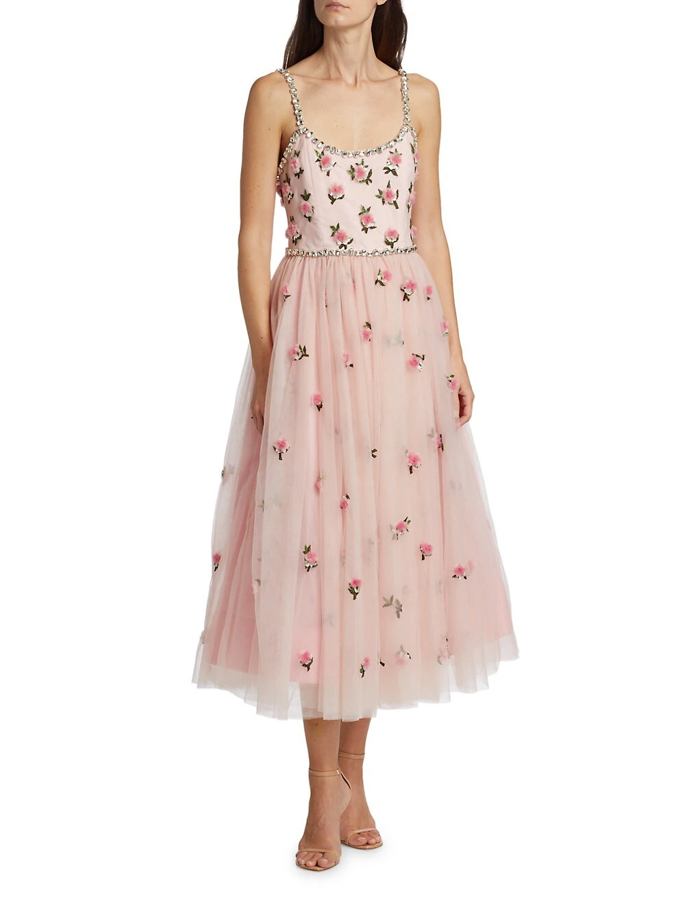 Alice + Olivia Lupita Crystal-Embellished Floral Dress - Image 2