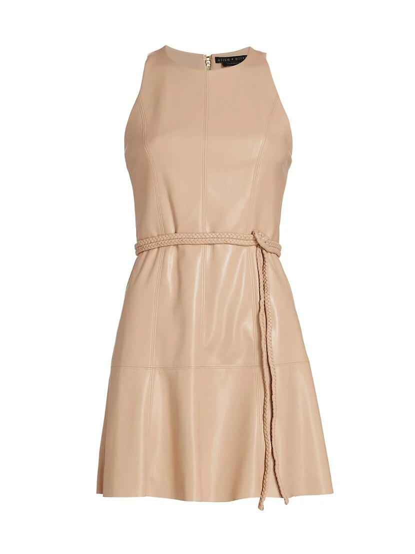 Alice + Olivia Leandra Vegan Leather Minidress