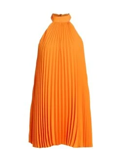 Alice + Olivia Aviana Pleated Halter Minidress