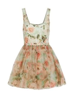 Alice + Olivia Chara Floral Chiffon Minidress
