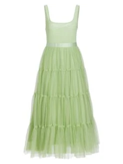 Alice + Olivia Chara Tiered Tulle Midi-Dress