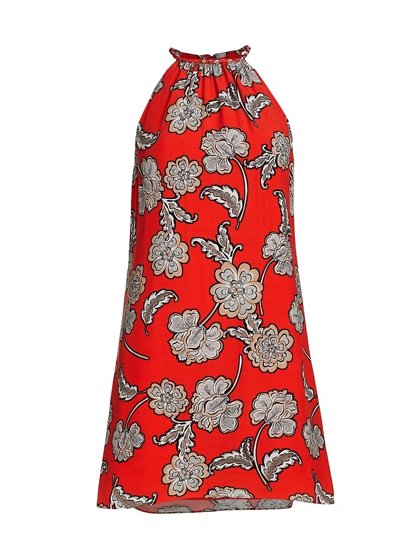 Alice + Olivia Braided Floral Halter Minidress