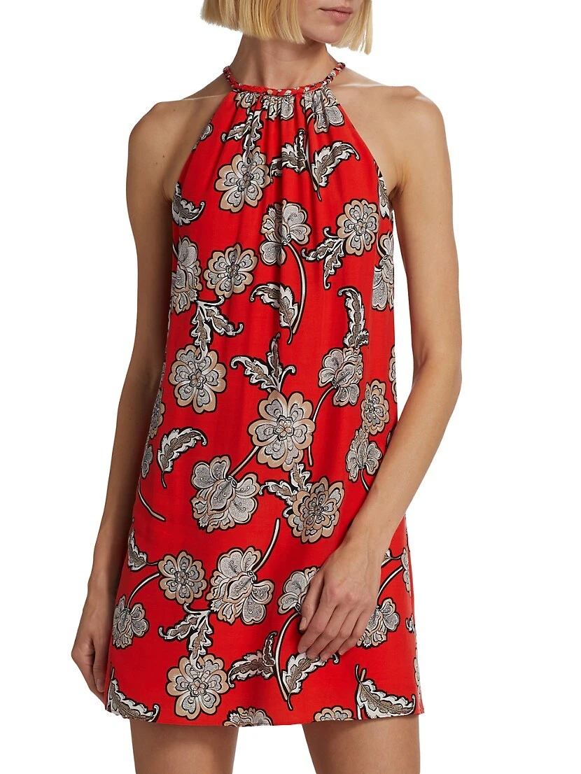 Alice + Olivia Braided Floral Halter Minidress - Image 3