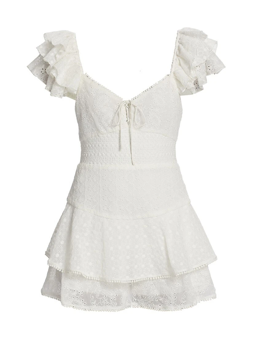 Alice + Olivia Hartford Smocked Bustier Romper
