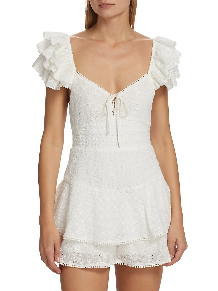 Alice + Olivia Hartford Smocked Bustier Romper - Image 3