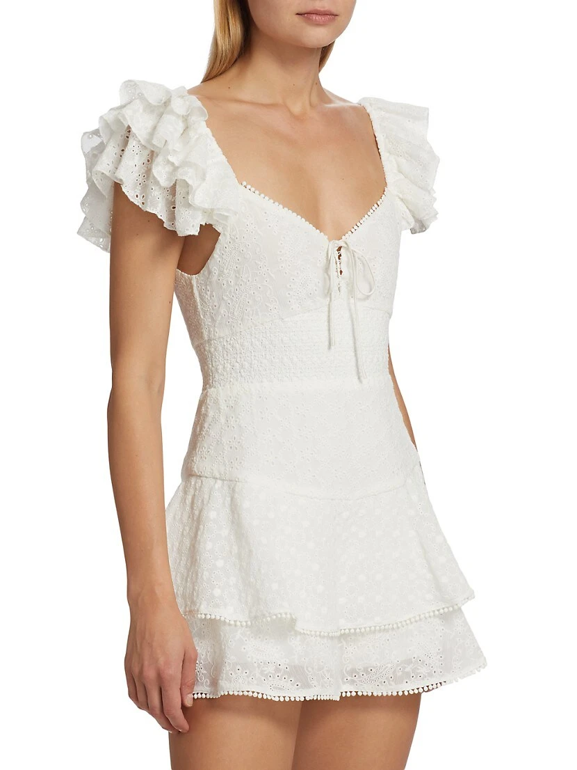 Alice + Olivia Hartford Smocked Bustier Romper - Image 4
