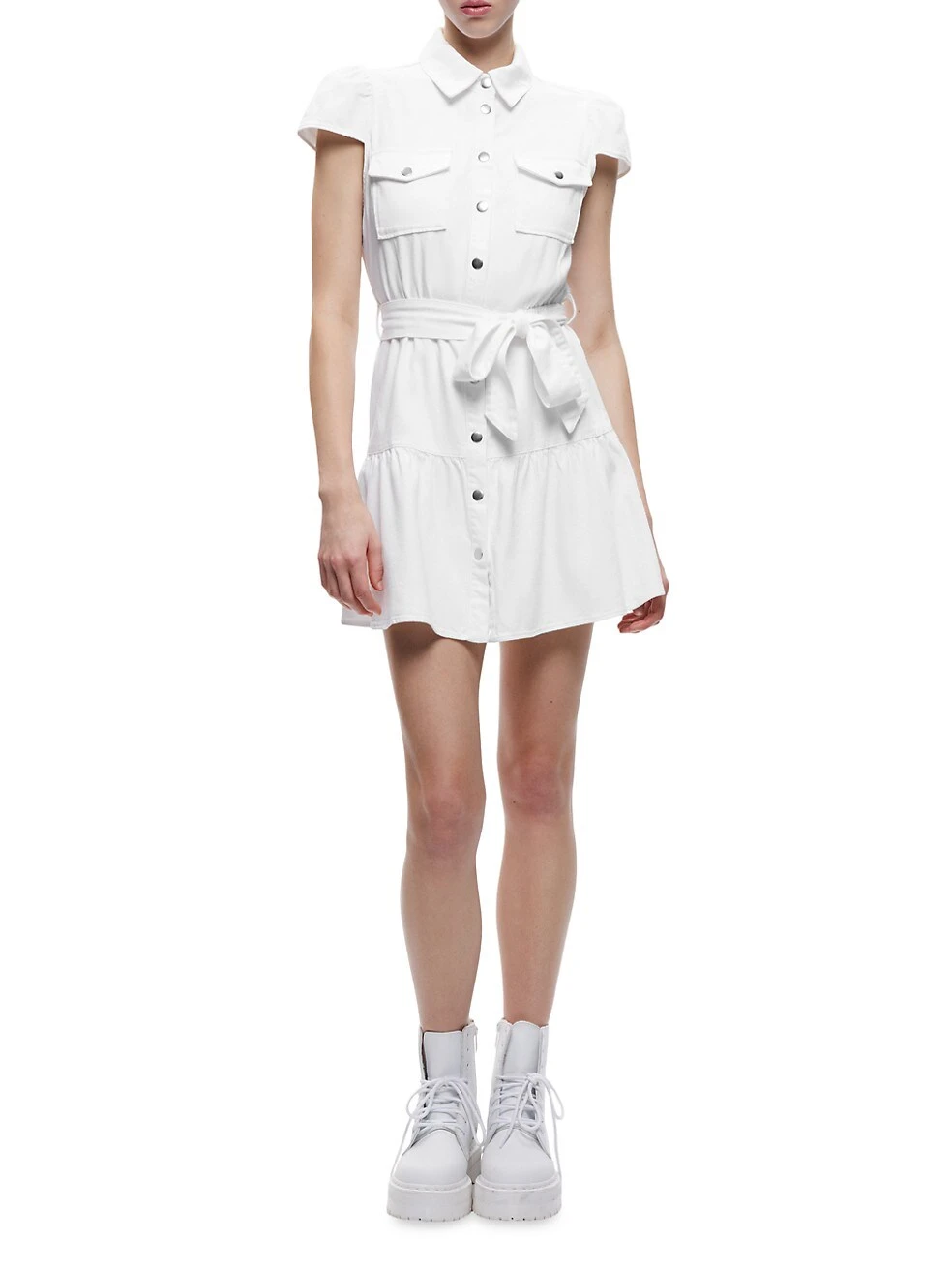 Alice + Olivia Miranda Belted Denim Minidress - Image 2