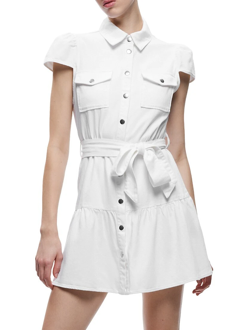 Alice + Olivia Miranda Belted Denim Minidress - Image 4