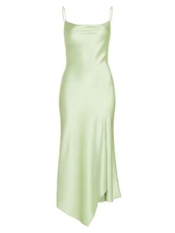 Alice + Olivia Harmony Asymmetric Satin Slipdress