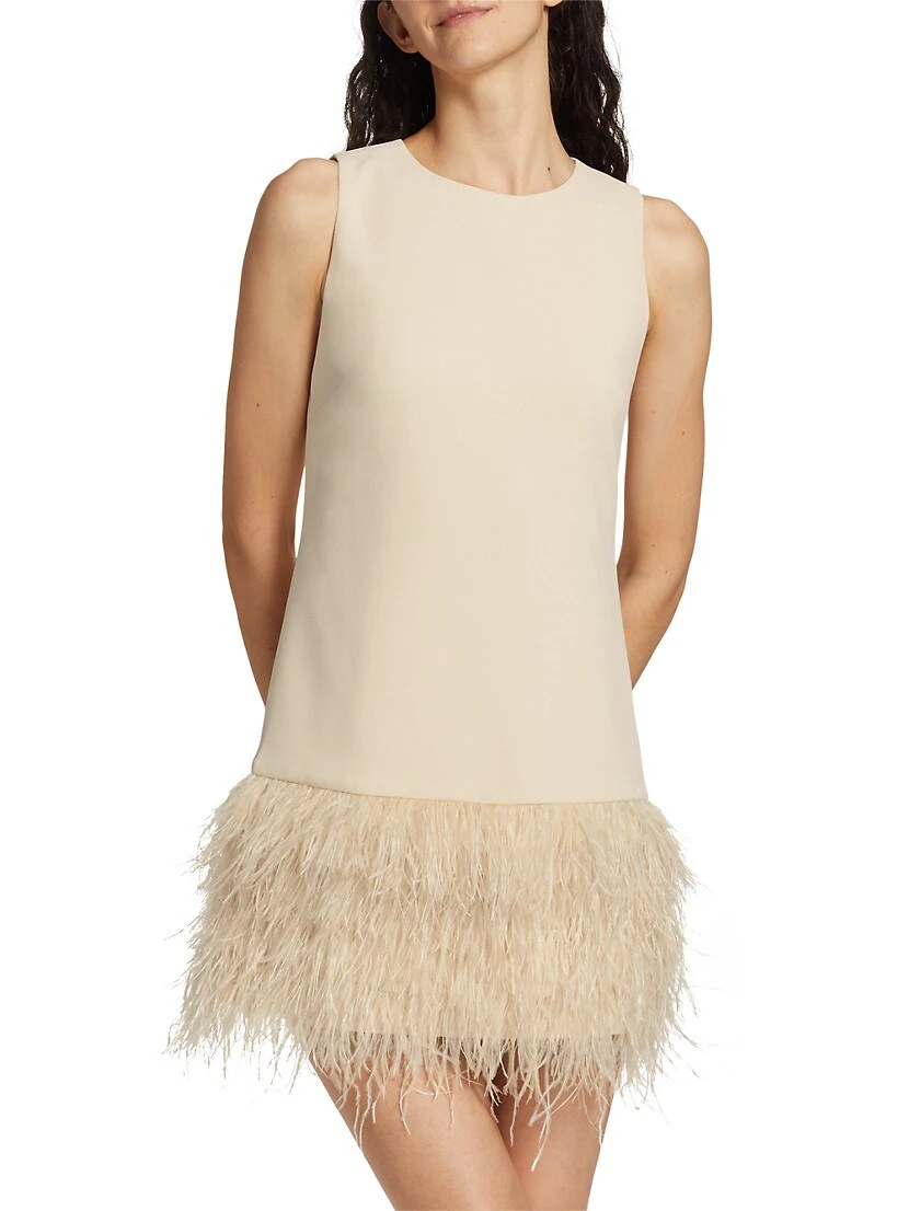 Alice + Olivia Coley Ostrich Feather-Trim Dress - Image 3