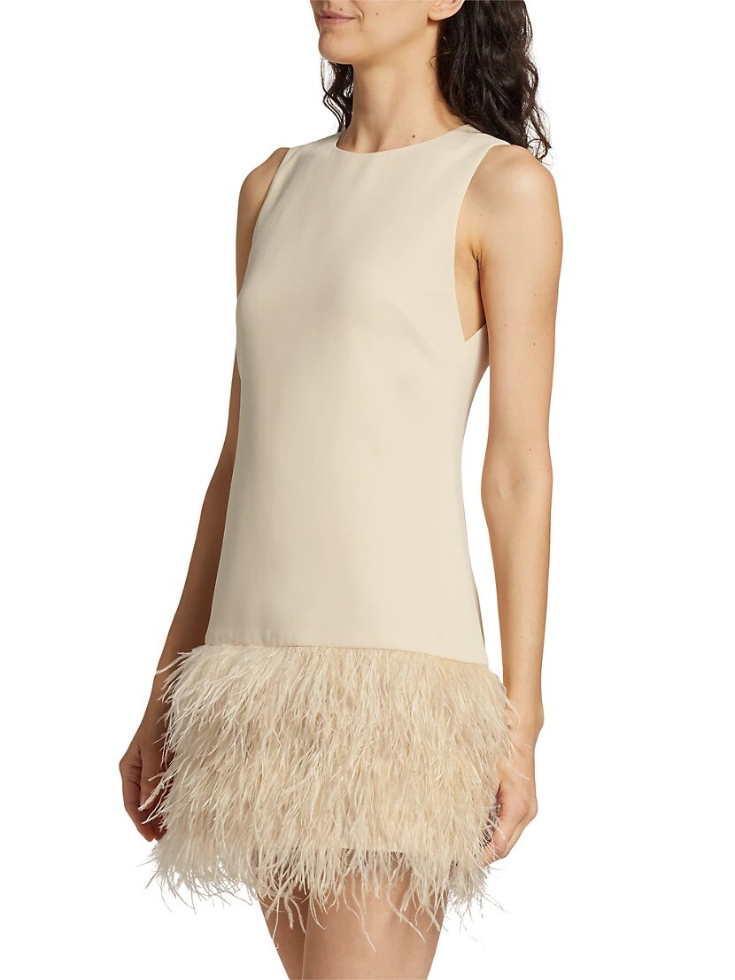 Alice + Olivia Coley Ostrich Feather-Trim Dress - Image 4