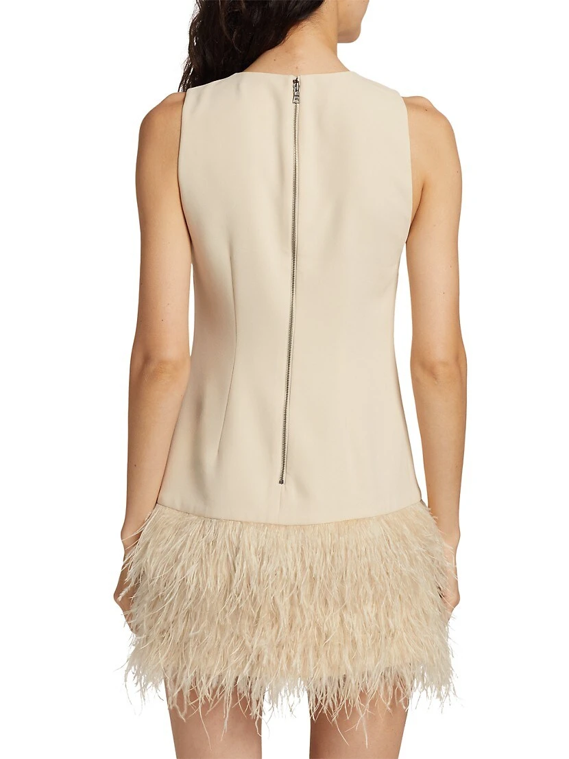 Alice + Olivia Coley Ostrich Feather-Trim Dress - Image 5