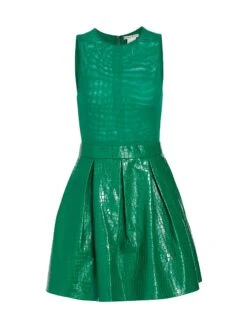 Alice + Olivia Chara Croc-Embossed Minidress