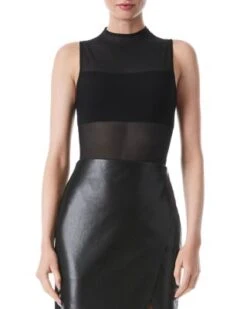Nichol Mock Neck Sleeveless Bodysuit - Alice And Olivia