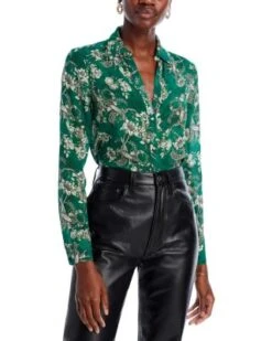 Eloise Silk V Neck Blouse - Alice And Olivia