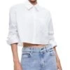 Finely Cropped Oversized Button Down Shirt - Alice And Olivia