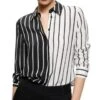 Willa Striped Two Tone Blouse - Alice And Olivia