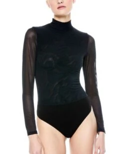 Clarinda Sheer Sleeve Mesh Bodysuit - Alice And Olivia