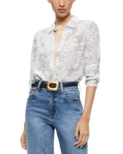 Willa Printed Silk Shirt - Alice And Olivia