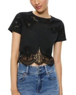 Stephen Lace Trim Top - Alice And Olivia