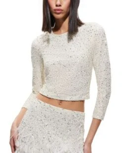 Delaina Embellished Cropped Top - Alice And Olivia