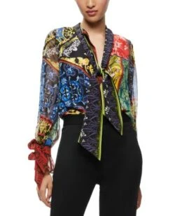 Lloyd Silk Tie Neck Blouse - Alice And Olivia