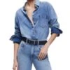 Finely Oversized Button Front Denim Shirt - Alice And Olivia