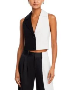 Meri Color Block Cropped Blazer Top - Alice And Olivia