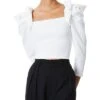Alice + Olivia Genny Ruffle Fitted Top Women