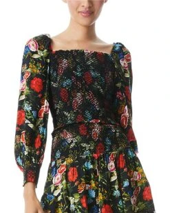 Alice + Olivia Cooper Smock Bodice Top Women