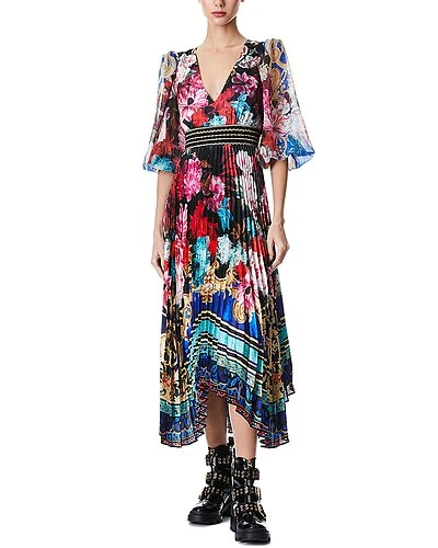 Alice + Olivia Ethel Handkerchief Hem Mid Dress Women