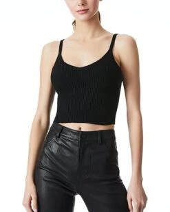 Alice + Olivia Kenna Rib Cropped Wool-Blend Tank Sweater Women