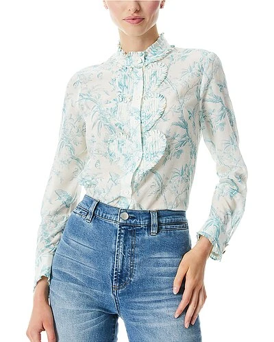 Alice + Olivia Kurt Silk-Blend Top Women