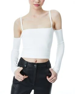 Alice + Olivia Evia Fitted Square Neck Top Women
