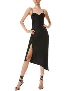 Alice + Olivia Kiyoko Double Cowl Mid Dress Women