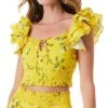 Alice + Olivia Shanae Ruffle Sleeve Top Women