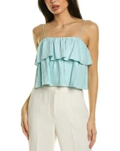 Alice + Olivia Marylynn Ruffle Linen-Blend Crop Top Women