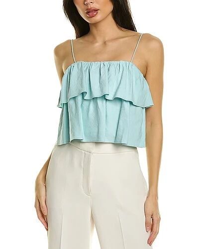 Alice + Olivia Marylynn Ruffle Linen-Blend Crop Top Women