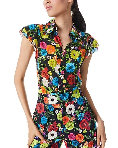 Alice + Olivia Martel Flutter Sleeve Silk Blouse Women