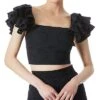 Alice + Olivia Tawny Ruffle Linen-Blend Crop Top Women